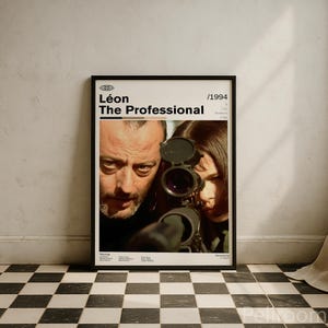 Leon The Professional Vintage Movie Poster | Jean Reno Luc Besson Film Poster | Retro Movie Wall Art | Minimalist Wall Decor