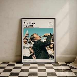 Another Round (Druk) Wall Art | Mads Mikkelsen Film Poster | Minimalist Wall Decor | Midcentury Art