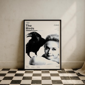 The Birds 1963 Vintage Movie Poster | Alfred Hitchcock | Retro Movie Wall Art | Minimalist Wall Decor