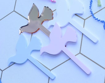 Acrylic Cupcake Topper, Baptism Cupcake Topper, First Holy Communion, Baby Dedication, Dove Cupcake Topper, Treat Sticks, Cupcake Picks