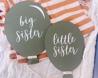 Set of 2 Balloon Birth Announcement, Acrylic Baby Name Sign for Hospital, Sibling Pregnancy Announcement, Maternity Photoshoot Prop