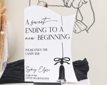 Acrylic Graduation Candy Buffet Sign, A Sweet Ending to a New Beginning, Dessert Bar, Grad Party Signage