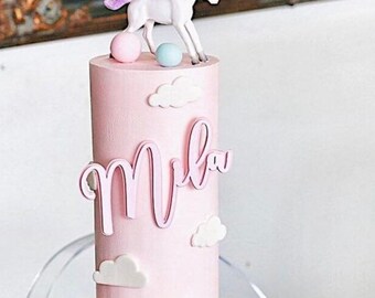 Layered Cake Topper, Flat Lay Cake Topper, Acrylic Cake Charm, Name Cake Charm, Custom Name Cake Topper, Acrylic Name Plate for Cake