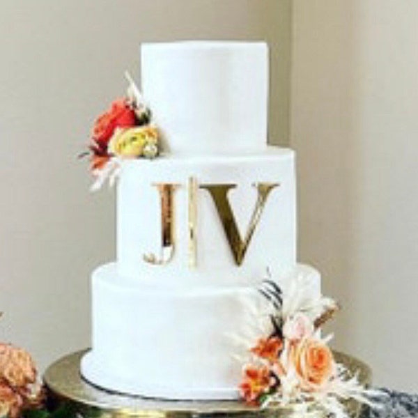 Acrylic Cake Charm, Flat Lay Cake Topper, Monogram Cake Topper Wedding, Acrylic Cake Topper Initials, Personalized Wedding Cake Topper