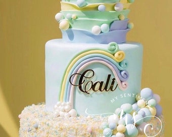 Cake Charm Topper for Birthday, Personalized Stemless Name Cake Gem, Jewel Front Topper, Acrylic Cake Decoration Baker Cupcake Supplies