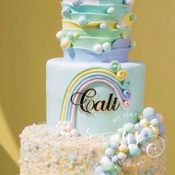 Cake Charm Topper for Birthday, Personalized Stemless Name Cake Gem, Jewel Front Topper, Acrylic Cake Decoration Baker Cupcake Supplies