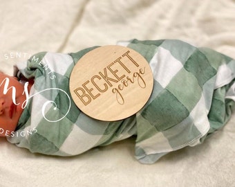 Birth Announcement Sign for Hospital, Wood Baby Name Sign, Newborn Photo Prop, Personalized Baby Birth Announcement Plaque, Newborn Gift