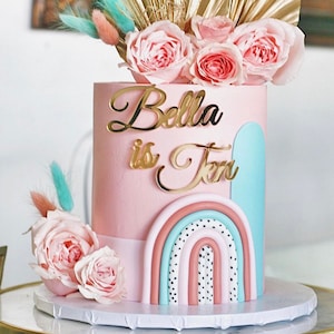 Acrylic Cake Charm, Personalized Wedding Cake Topper, Name and Age Cake Charm, Flat Lay Cake Topper, Front Cake Topper