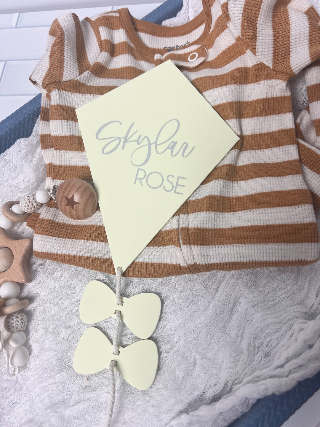 Kite Birth Announcement, Acrylic Name Sign for Nursery, Newborn