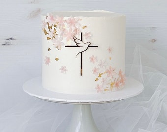 Dove Cake Topper, Cross Cake Charm, Baptism Cake Topper Cross, First Holy Communion Cake Topper, Cross Cupcake Topper, Flat Lay Cake Topper
