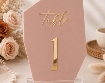 3D Acrylic Table Number, Set of 5  Stand Up Signs, Place Markers, Wedding Tablescape Party Decor, Modern Guest Seating