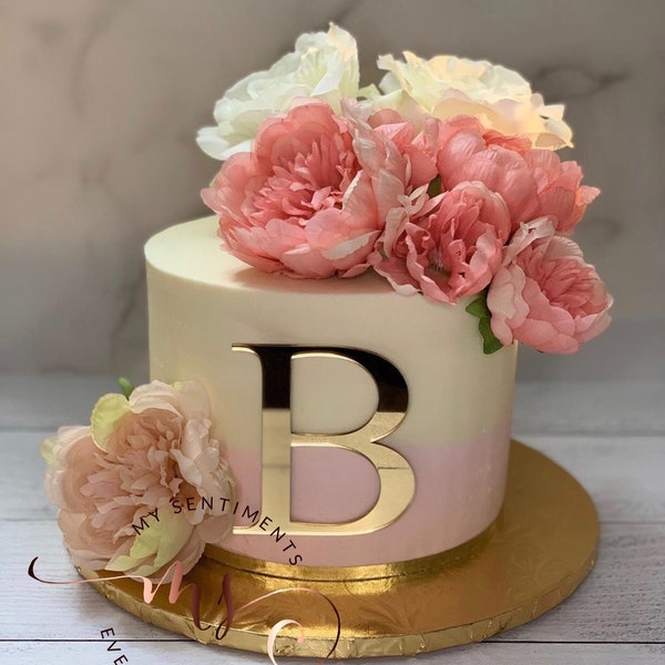 Acrylic Cake Charm, Personalize Initial Charm, Cupcake Topper Birthday, Monogram Cake Topper, Cake Topper with Initials, Front Cake Topper