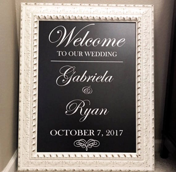 Wedding Welcome Sign Mirror Decal Flourish Heart Wedding Welcome Sign Mirror Decal Flourish Heart Vinyl Hashtag Bridal Shower Baby