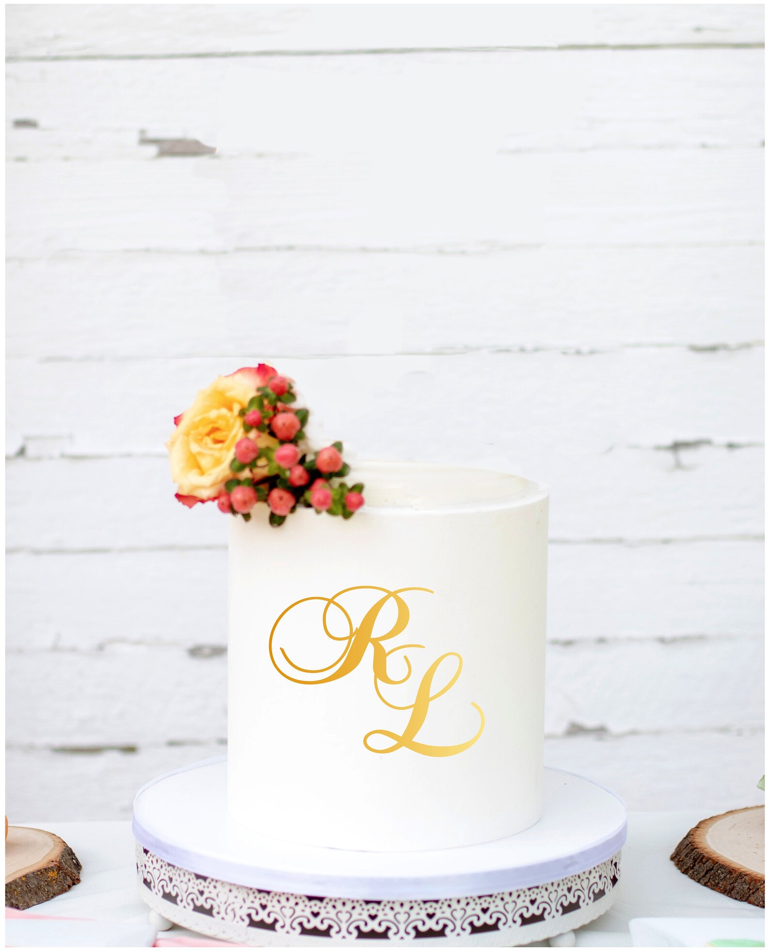 Script Initial Acrylic Cake Charm/Monogram Initial Cake Etsy