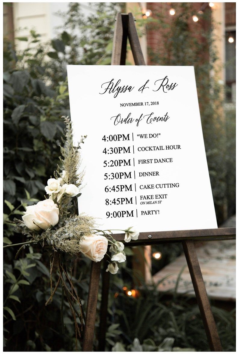 Order Of Ceremony Decal Wedding Program Welcome Sign Mirror Etsy