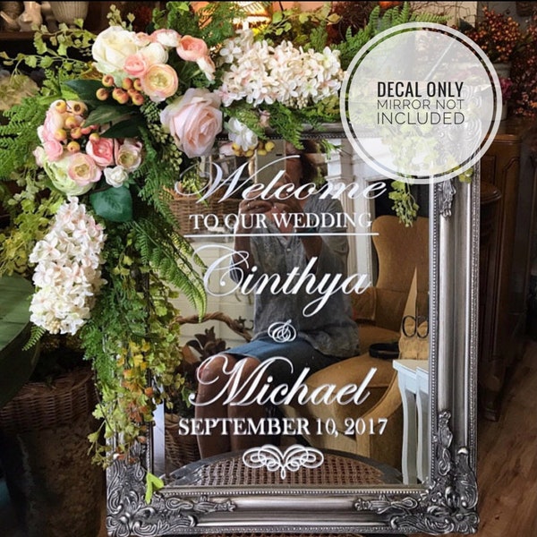 Wedding Welcome Sign Decal for Mirror, Welcome Wedding Decal, Mirror Vinyl Decal Custom, Welcome to Wedding Decal, Vinyl decal for Mirror