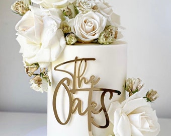Personalized Acrylic Wedding Cake Charm, Last Name Topper