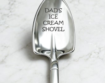 Custom Engraved Ice Cream Shovel Spoon with Box,Unique Father's Day Gift,Personalized Spoon Mom Grandpa Dad Pops Papa,Name Ice Cream Spoon