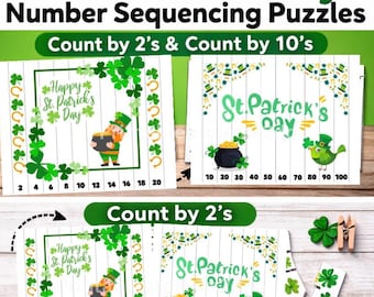St. Patrick's Day Mathe-Rätsel | Zahlenreihenfolge-Aktivität (Digitaler Download)