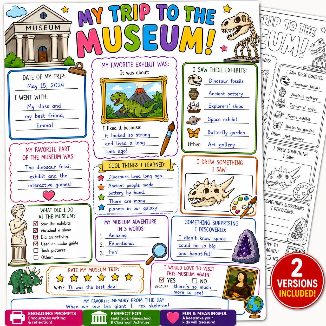 Museum Field Trip Worksheet, Museum Activity for Kids, Museum Printable, History Activity Sheet, Homeschool Museum PDF, Classroom Worksheet