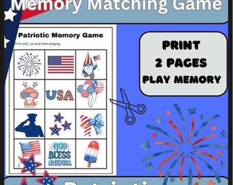 Patriotic Memory Matching Game: 4th of July, Labor Day (Digital Download)