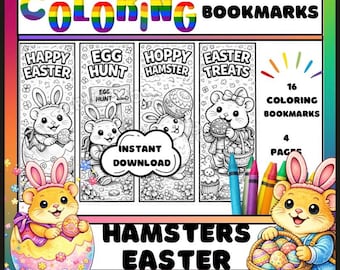 Hamster Lesezeichen zum ausmalen (16 Stück)