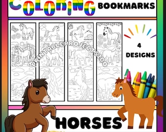 Horse Coloring Bookmarks: Printable Activity Set (PDF Download)