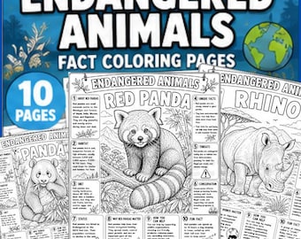 Endangered Animal Fact Coloring Pages | Wildlife Conservation Printable | Science Worksheets | Homeschool Educational PDF