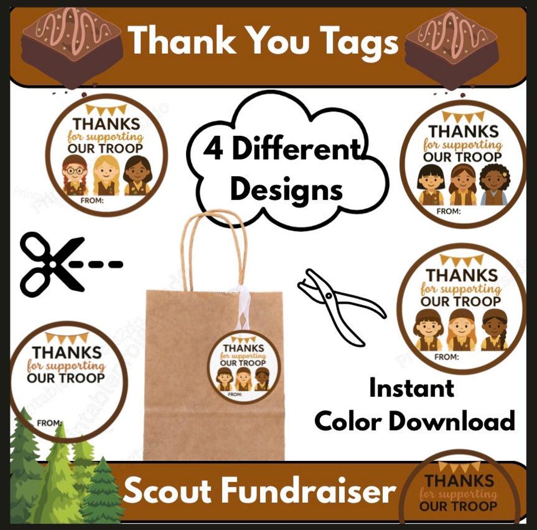 Brown Troop, Fundraiser, Sales, Thank You Tags, Cookie Booth Labels ...