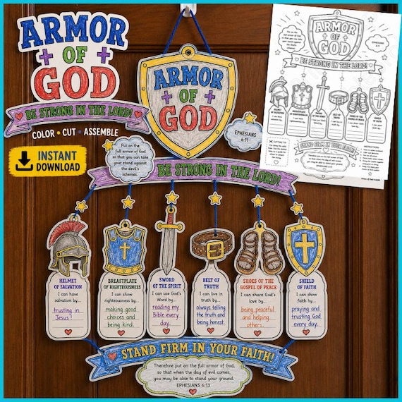 Armor of God Mobile Craft Kit, Ephesians 6 Bible Craft Printable, Sunday School Activity, Christian Kids Craft, Armor of God