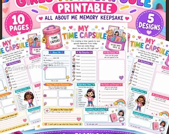 Girls Time Capsule Printable, All About Me Worksheet, Kids Memory Keepsake, Homeschool Classroom Activity