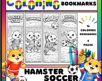 Hamster Fußball Lesezeichen für Kinder zum Ausmalen (Digitaler Download)