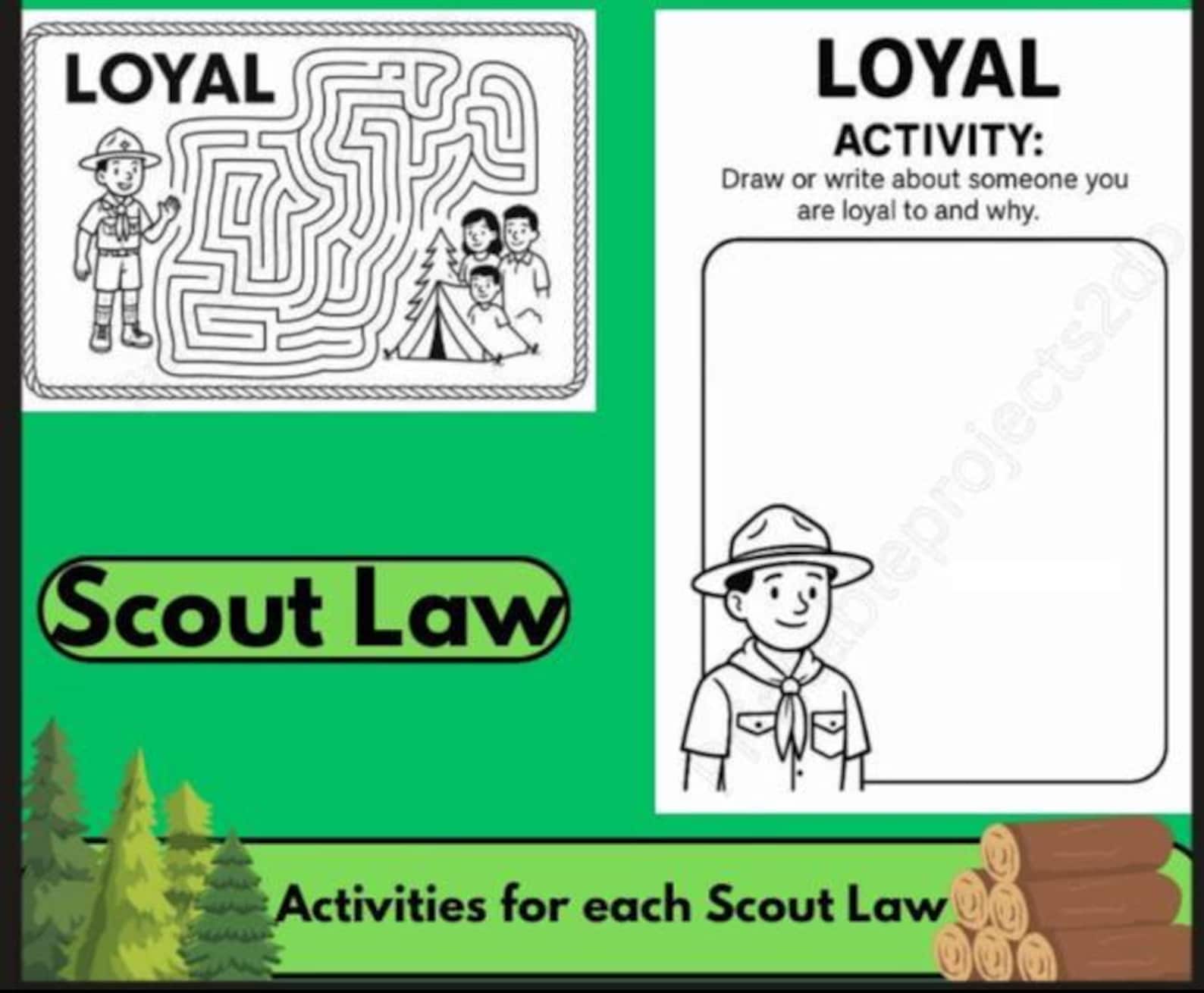 Scooting Activity Scouting Values Activity Book Printable | Character Building Coloring ...