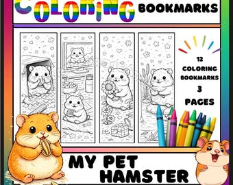 Ausdruckbare Hamster Lesezeichen, Malseiten für Kinder (PDF Download)