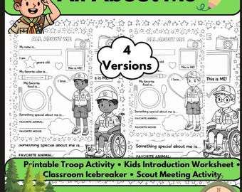 Jungen-Truppe Alles über mich Truppe Aktivität Arbeitsblatt, Kinder Einführung Eisbrecher, Pfadfinder Aktivität Digitaler Download)