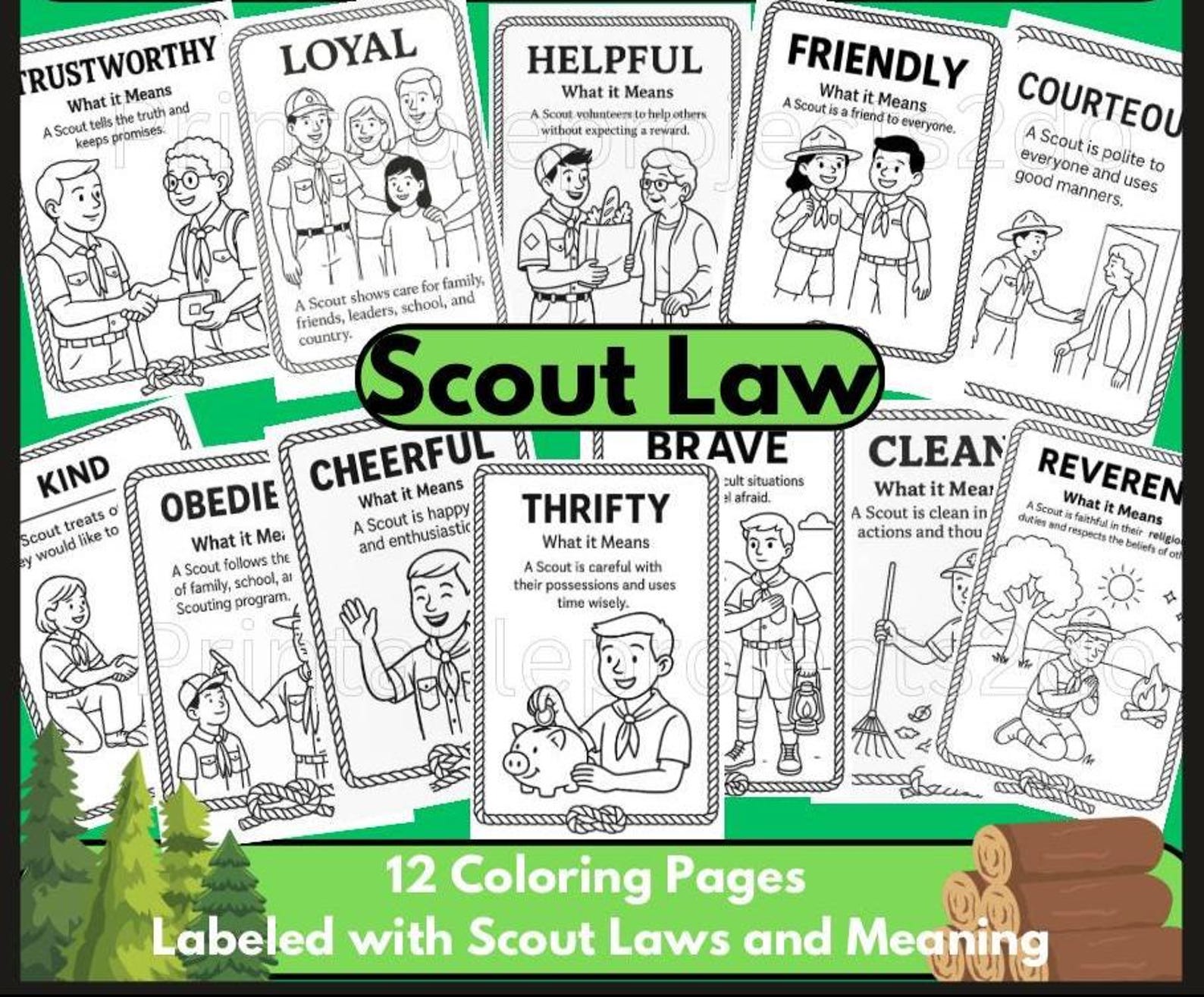 Scouting Values Activity Book Printable | Character Building Coloring ...