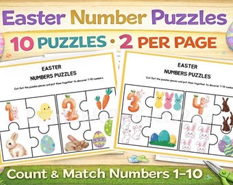 Osterzahlenrätsel, Zählen und Kombinieren 1-10, Matheaktivität für die Vorschule (Digitaler Download)
