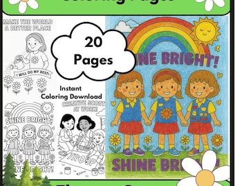 Daisy Flower Scout Coloring Pages | Camping, Cookies, Hiking Activities (Digital Download)