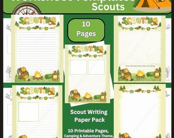 Scout Aktivität Briefpapier Pack, Camping Abenteuer Vorlagen (Digitaler Download)
