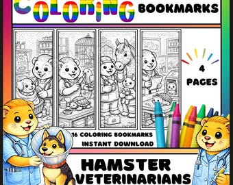 Hamster Lesezeichen zum Ausmalen • Tier Krankenhaus Kinder Basteln (PDF Download)
