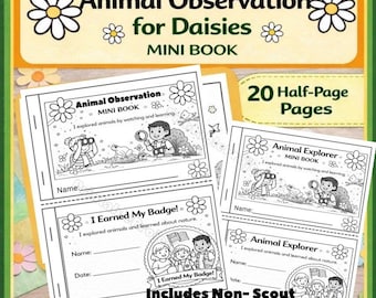 Tierobservation Mini-Buch für Gänseblümchen, Naturaktivität druckbare (digitaler Download)
