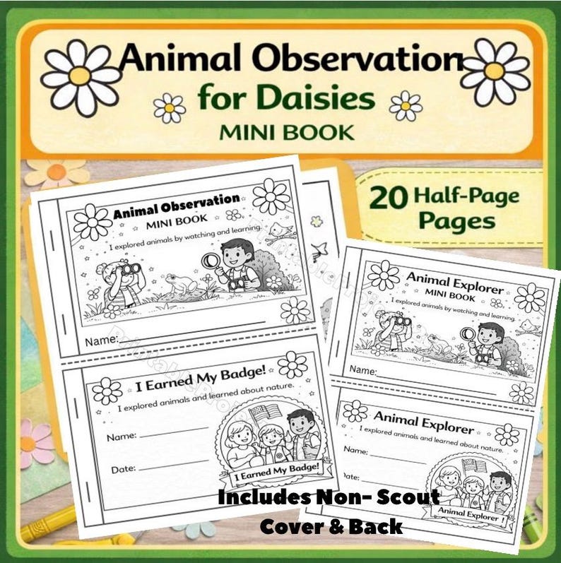 Animal Observation Mini Book for Daisies, Nature Activity Printable ...