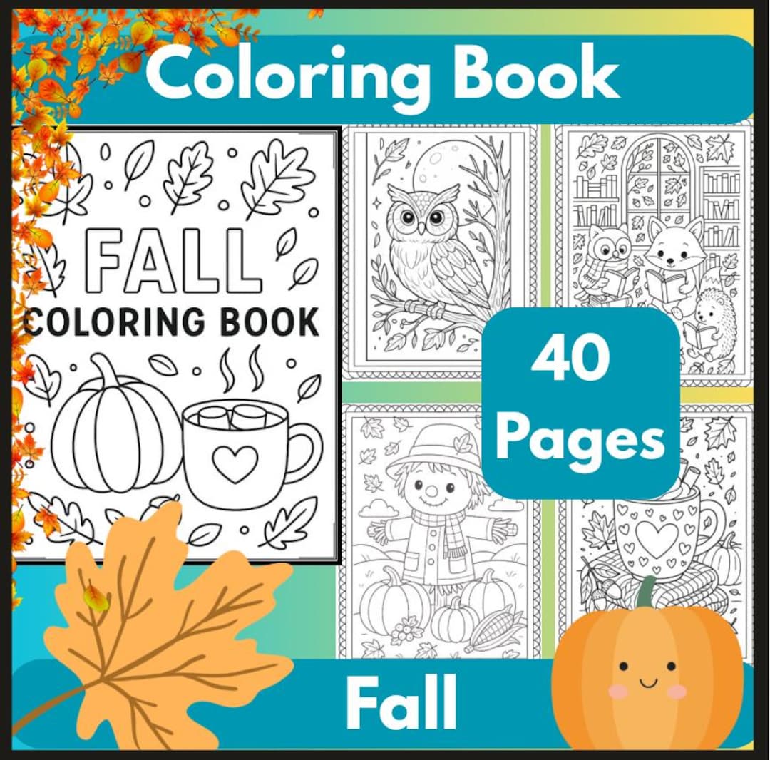 Fall Coloring Book: 40 Autumn Printable Pages (digital Download) - Etsy