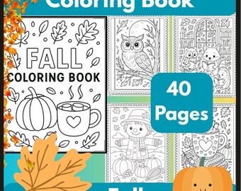 Libro para colorear de otoño: 40 páginas imprimibles (descarga digital)