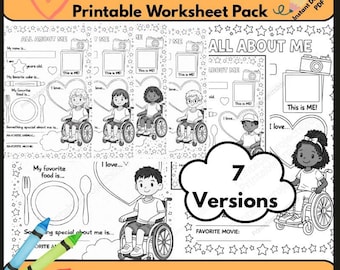 "Alles über mich Arbeitsblatt, ""Zurück zur Schule"" Aktivität, inklusives Klassenzimmer zum ausdrucken (digitaler Download)"