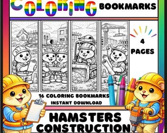 Hamster mit Hamster zum Ausmalen, Lesezeichen, Bastelgeschenk für Kinder (PDF Download)