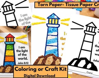 Christian Lighthouse Craft, I Am The Light Of The World Bible Activity (Digital Download)