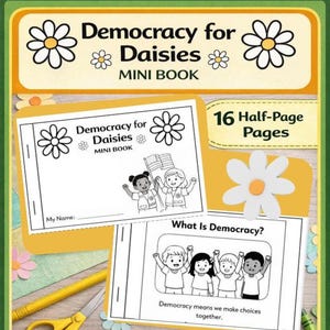 Democracy for Daisies Mini Book | Daisy Badge Printable | Scout Civics Activity | K-1 Government Worksheet PDF