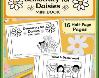 Democracy for Daisies Mini Book | Daisy Badge Printable | Scout Civics Activity | K-1 Government Worksheet PDF