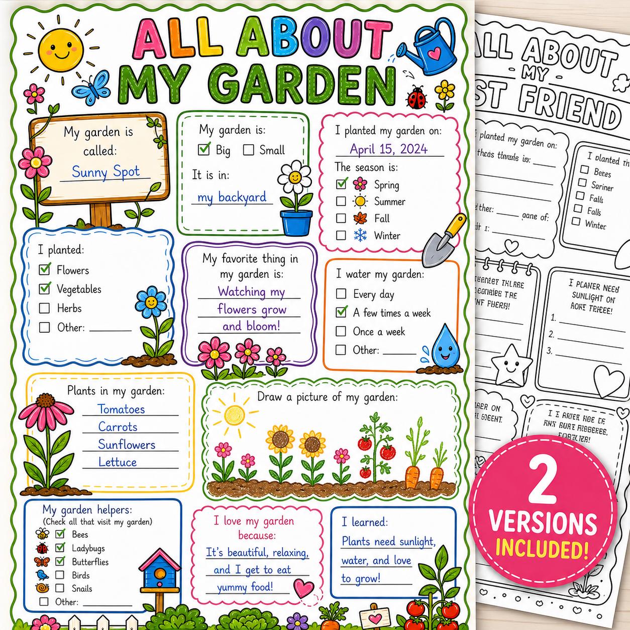 Garden Activity Worksheet for Kids, Gardening Printable, Spring Garden Worksheet, Homeschool ...